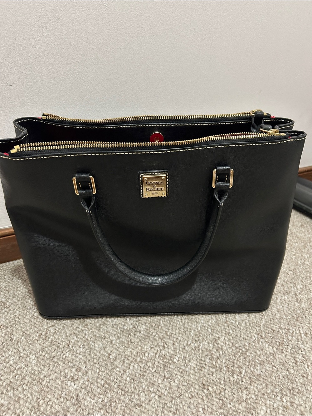Dooney & Bourke Black Leather Double-Zip Tote